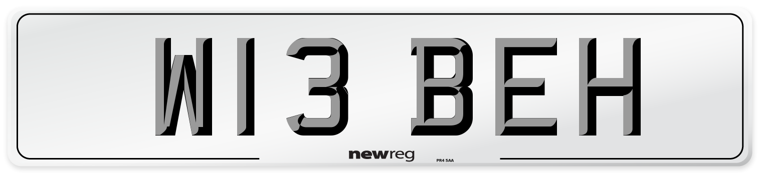 W13 BEH Number Plate from New Reg